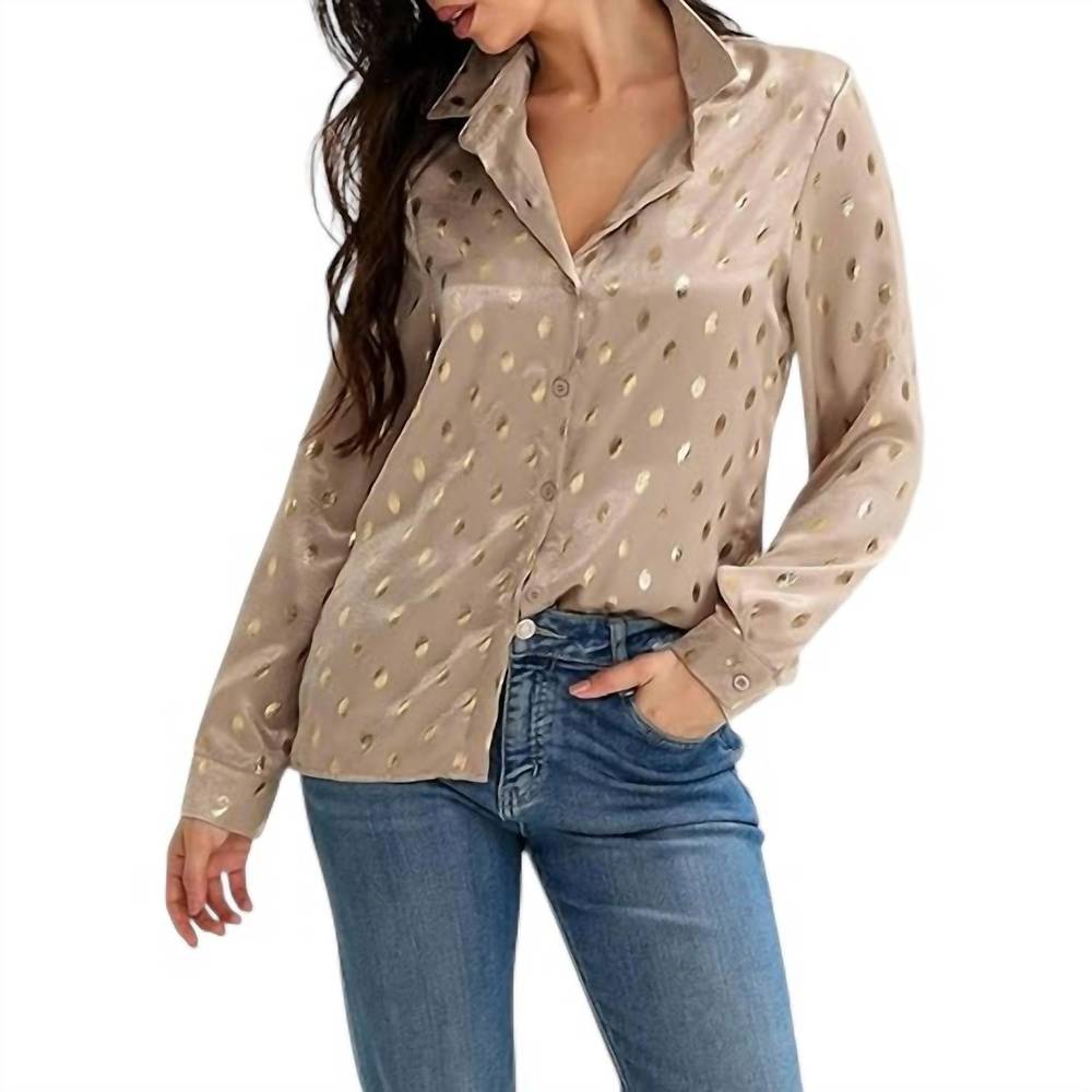 NEW MAZIK having a ball foiled blouse in champagne